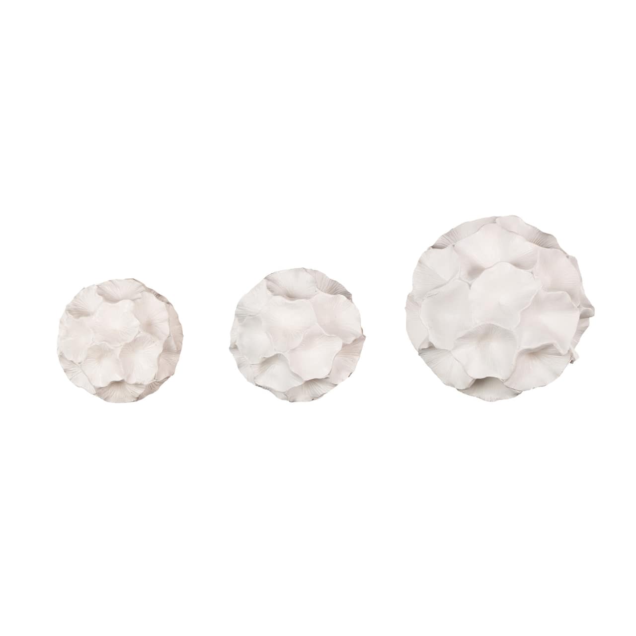 White Resin Floral Decorative Orbs & Vase Filler with Varying Sizes, Set of 3.